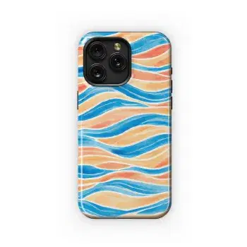 60s Watercolor Style Wavy Phone Case iPhone Samsung Cover Pixel 3365 - Image 1