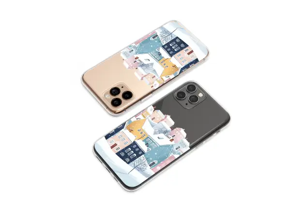 Google Pixel 2 Clear Snowy Scandinavian Village Art Phone Case