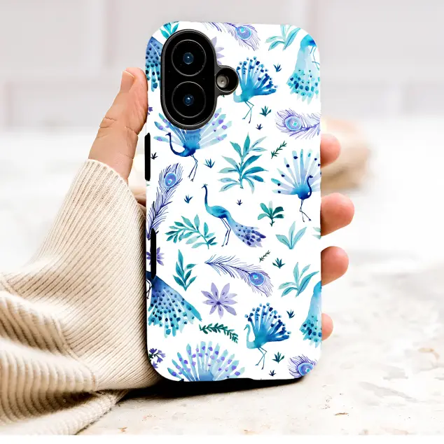 Google Pixel 2 Watercolor Peacock Pattern Botanical Bird Design S S Phone Case
