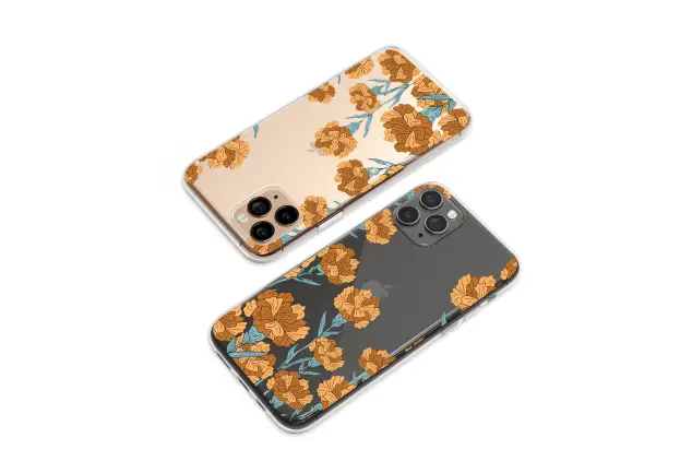 Google Pixel 4 XL Clear Golden Carnations Midnight Garden Art Phone Case