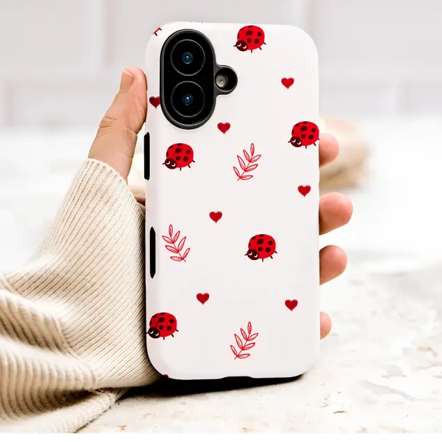 Google Pixel 4 Cute Ladybug Heart Pattern Whimsical Love Bug Doodle Art S S Phone Case