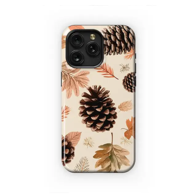 Google Pixel 4 Rustic Autumn Pine Cone and Leaf Woodland Pattern S S Phone Case