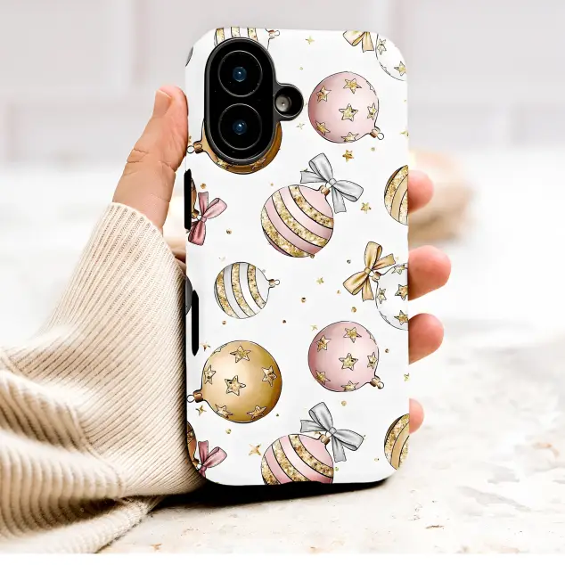 Google Pixel 7 Pro Chic Christmas Ornament Pattern with Gold Glitter S S Phone Case