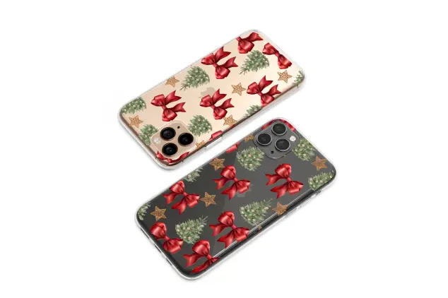 Google Pixel 8 Pro Clear Clear Festive Christmas Tree Red Bow and Gingerbread Pattern S S Phone Case