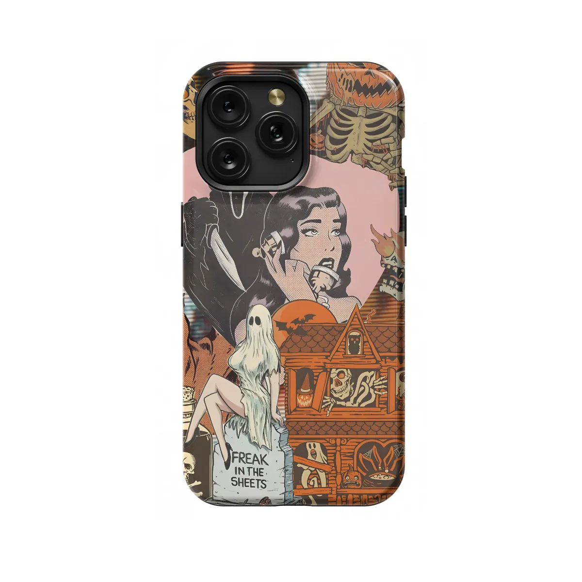 Google Pixel 8 Pro Vintage Collage Halloween Phone Case - Image 1