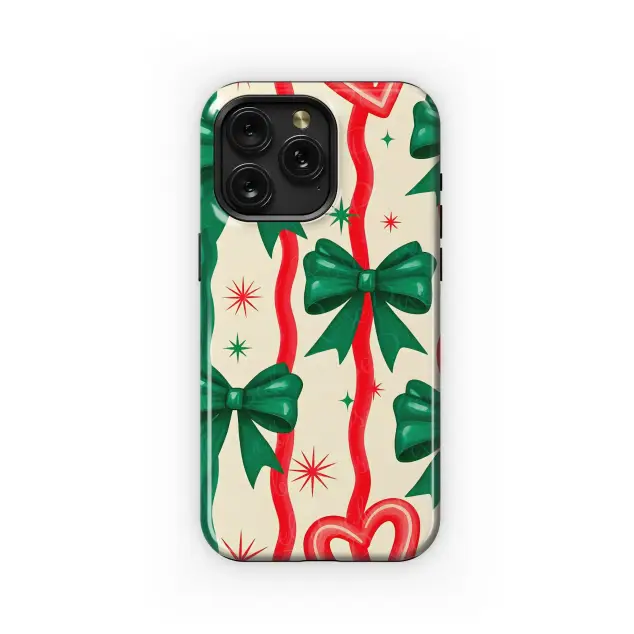 Google Pixel 9 Pro XL Christmas Bows Candy Cane Hearts Pattern Mini S S Phone Case