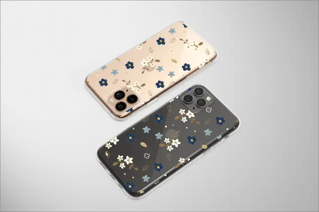 Google Pixel 9 Pro Clear Scattered Blooms of Sapphire and Gold Phone Case