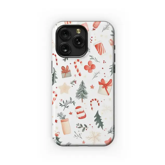 Google Pixel 9 Pro Watercolor Christmas Candy Cane and Pine Tree Pattern S S Phone Case