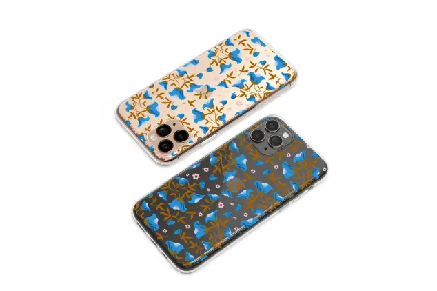 HMD Pulse Pro Clear Clear Glitch Floral Pattern Blue Botanical Abstract Design S S Phone Case