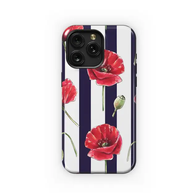 Huawei Mate 20 Lite Red Poppy Flowers Striped Phone Case