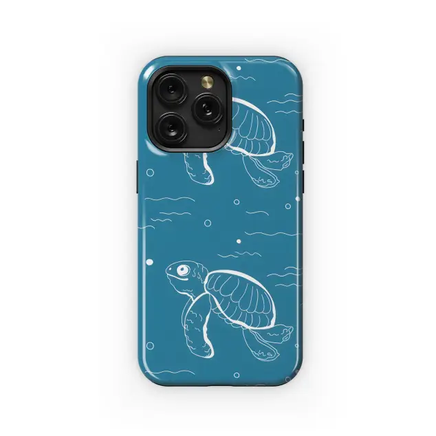 Huawei P20 Lite 2019 Cute turtles, wavy lines abstract marine Phone Case
