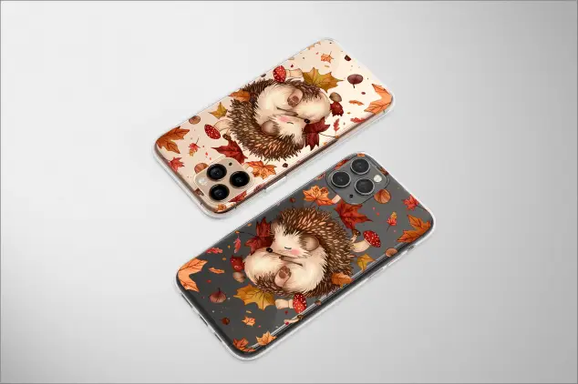 Huawei P40 Lite Clear Autumn Leaves and Hedgehog Dreams Phone Case