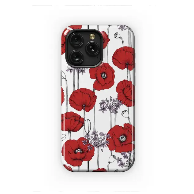 Motorola Edge 50 Pro Crimson Poppy Garden Sketch Design Phone Case