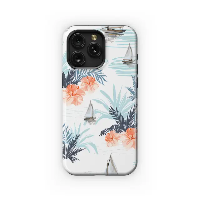 Motorola Edge 50 Pro Tropical Coconut Palm Sailboat Hibiscus Phone Case