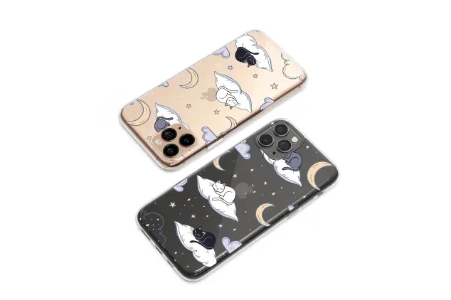 Motorola Moto G55 Clear Cats Dreaming on Celestial Pillows Phone Case