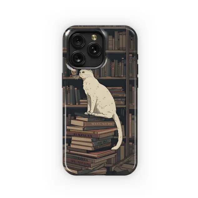 Motorola Moto X50 Ultra White Cat Book Shelf Phone Case