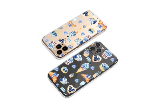 OnePlus 7 Pro Clear Clear Watercolor Blueberry Sweets Pastry Pattern S S Phone Case