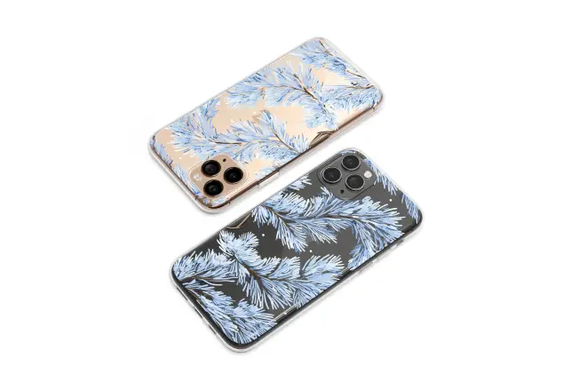 OnePlus 7 Pro Clear Winter Pine Branch Frosted Botanical Graphic Phone Case
