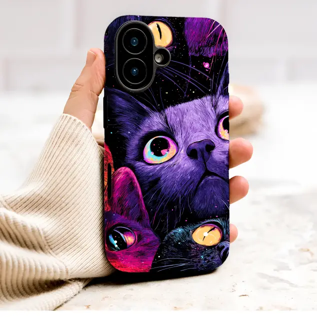 OnePlus 7 Pro Psychedelic Cosmic Cats Starry Galaxy Artwork Mini S S Phone Case