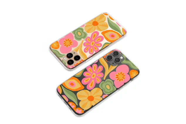 OnePlus 8 5G Clear Groovy Garden Retro Floral Art Phone Case