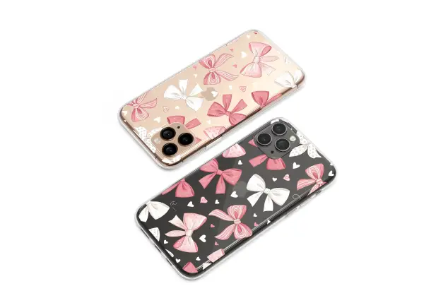 OnePlus 8 Pro Clear Clear Coquette Pink Bows Ribbon Pattern Mini S S Phone Case