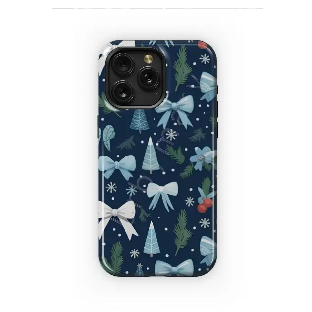 OnePlus 8 Whimsical Blue Christmas Tree and Bow Winter Pattern S S Phone Case