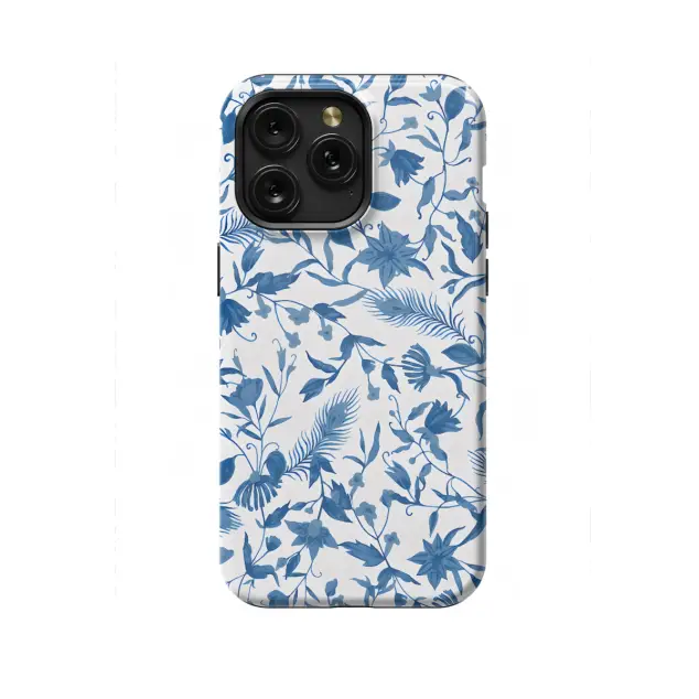 OnePlus 9 Blue Flower French Toile De Jouy Phone Case