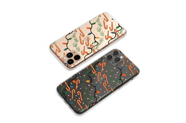 OnePlus 9 Clear Clear Festive Christmas Candy Cane Lights Pattern S S Phone Case