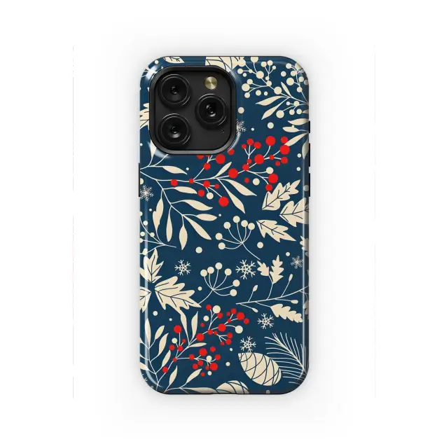 Oppo A54s Seamless Winter Pattern with Fir Cone, Holly and Berries Phone Case