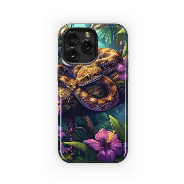 Oppo A79 Lush Jungle Snake Purple Flowers Phone Case