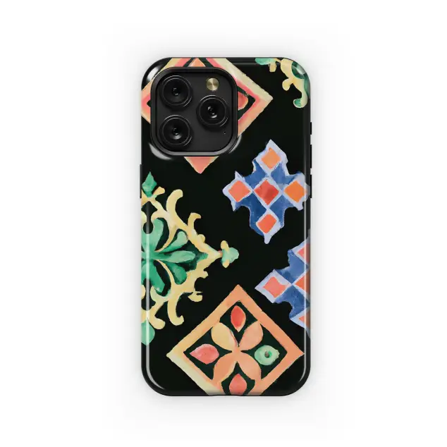 Oppo Find X3 Watercolor Alhambra Tiles Black Phone Case