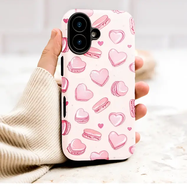 Oppo Reno 10 Pro Pink Heart Macaron Pattern Cute Kawaii Dessert Art S S Phone Case
