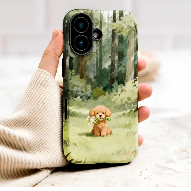 Oppo Reno 10 Pro Whimsical Poodle in Forest with Flowers Artwork Mini S S Phone Case