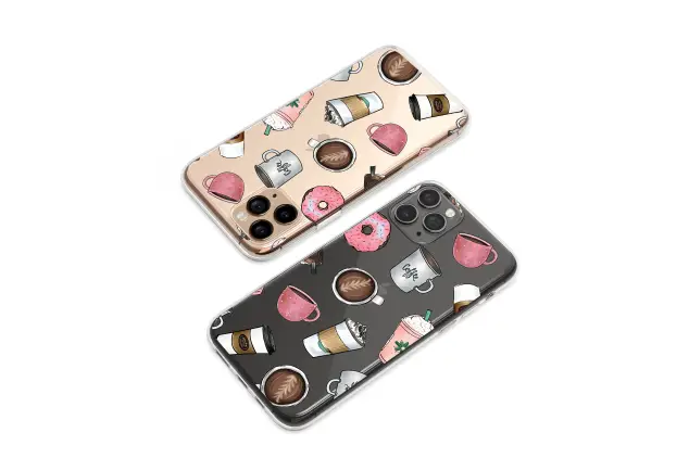 Oppo Reno 10 Clear Clear Illustrated Coffee and Donuts Pattern S S Phone Case