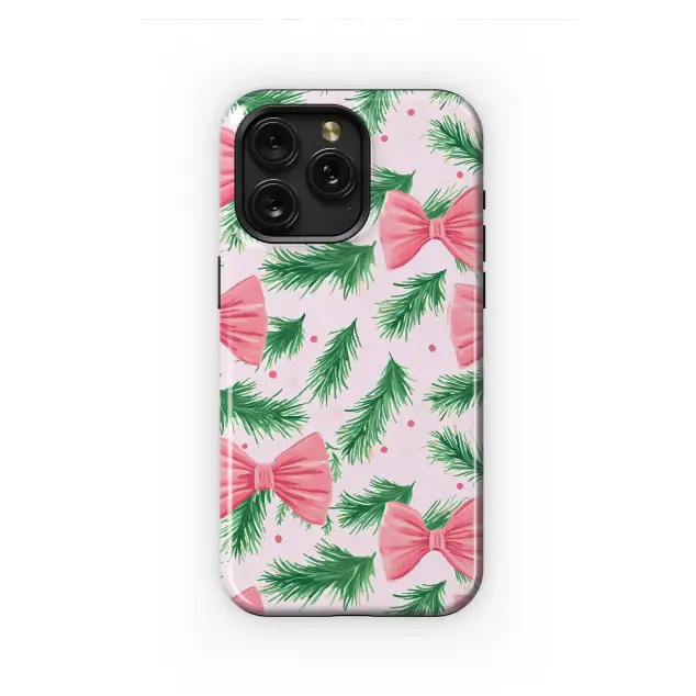 Oppo Reno 11 F Festive Pink Bow and Pine Branch Holiday Pattern S S Phone Case