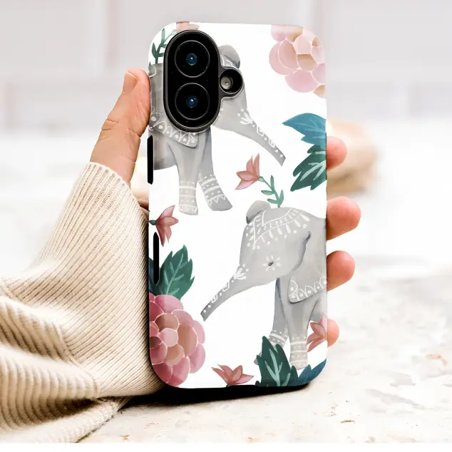 Oppo Reno 11 Pro Boho Elephant and Floral Folk Art Painted Design S S Phone Case