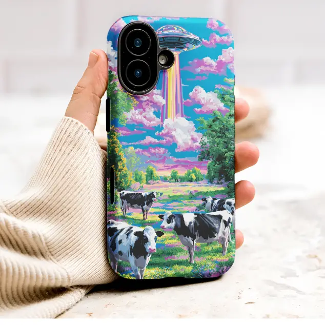Oppo Reno 11 Pro Psychedelic Cow Abduction Trippy UFO Art Mini S S Phone Case