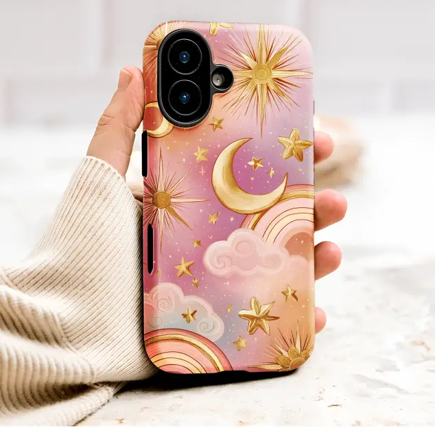 Oppo Reno 11 Celestial Sky Gold Moon Star Rainbow Design Mini S S Phone Case