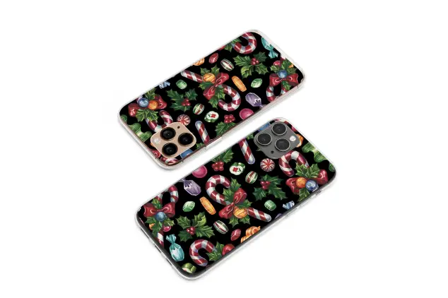 Oppo Reno 12 F Clear Clear Christmas Candy Cane Holly Pattern Glitch Art Design S S Phone Case