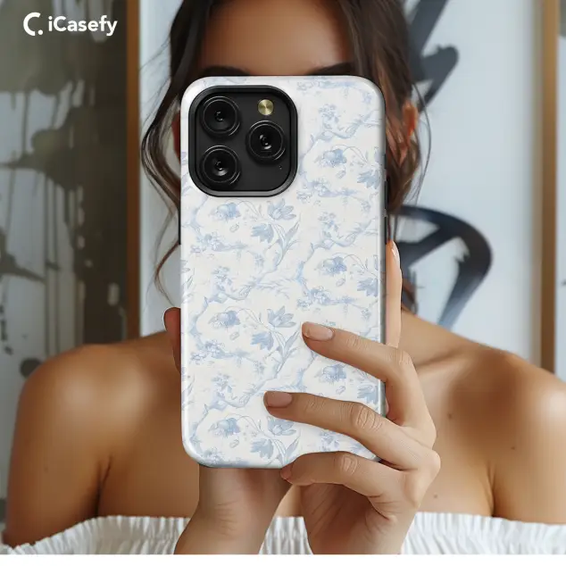 Oppo Reno 12 F Vintage Floral Wildflower Blue Toile De Jouy Phone Case
