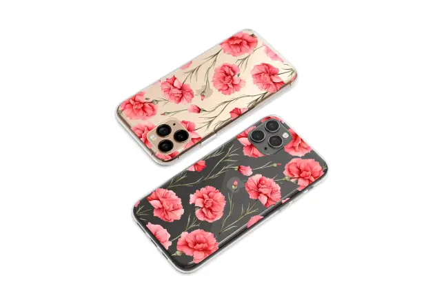 Oppo Reno 12 Pro Clear Clear Glitch Art Pink Carnation Floral Pattern Mini S S Phone Case