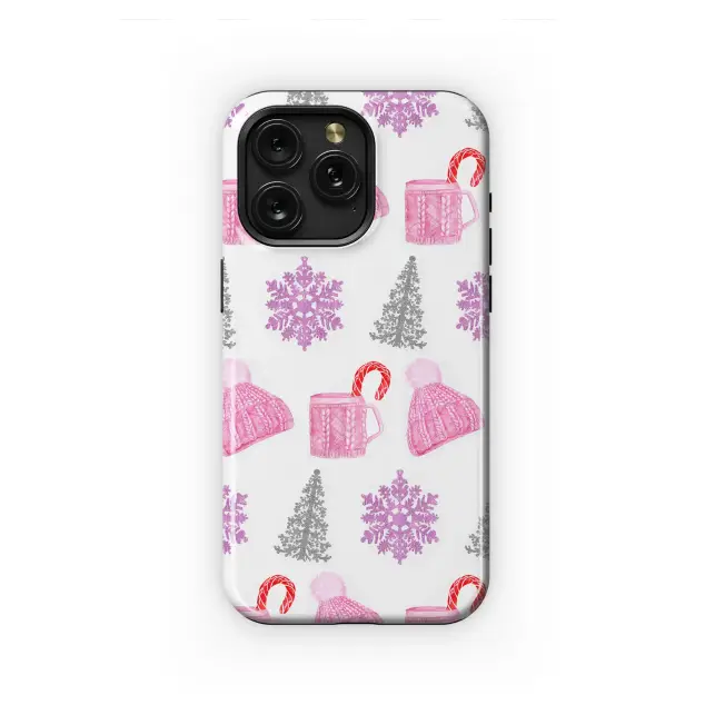Oppo Reno 12 Pro Cozy Pink Christmas Pattern with Glitter Snowflakes S S Phone Case
