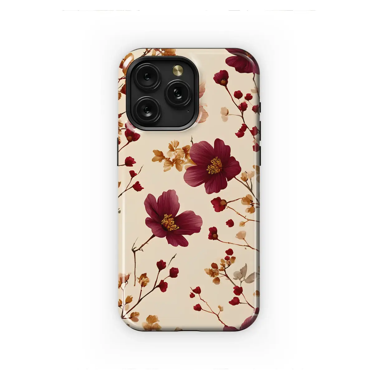 Oppo Reno 12 Pro Crimson Bloom Vintage Floral Art Phone Case - Image 1