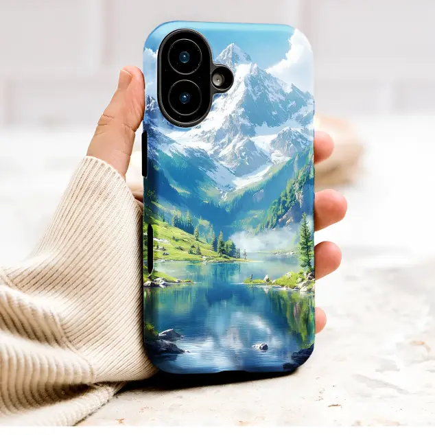 Oppo Reno 12 Alpine Mountain Lake Scenery with Pine Forest Mini S S Phone Case