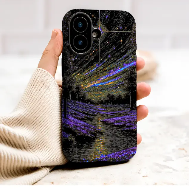 Oppo Reno 12 Celestial Starry Night with Luminous Flower Meadow Design S S Phone Case