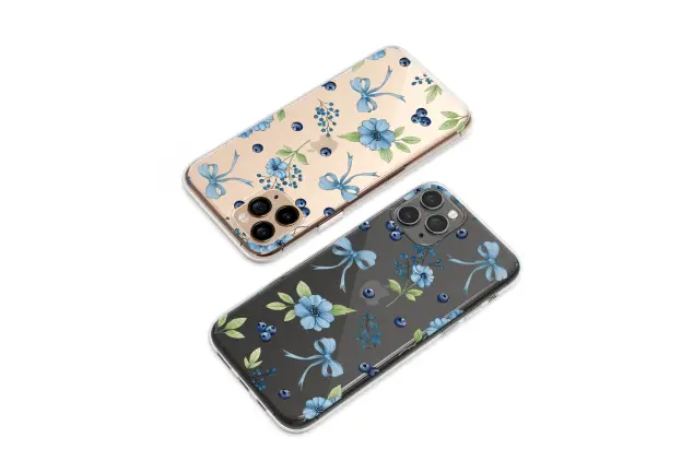 Oppo Reno 12 Clear Clear Blue Flower Blueberry Ribbon Glitch Pattern S S Phone Case
