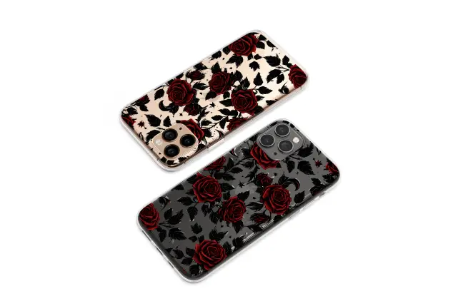 Oppo Reno 12 Clear Clear Gothic Red Rose and Moon Dark Floral Pattern S S Phone Case