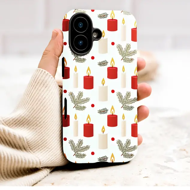 Oppo Reno 12 Festive Christmas Candle and Pine Pattern Mini S S Phone Case