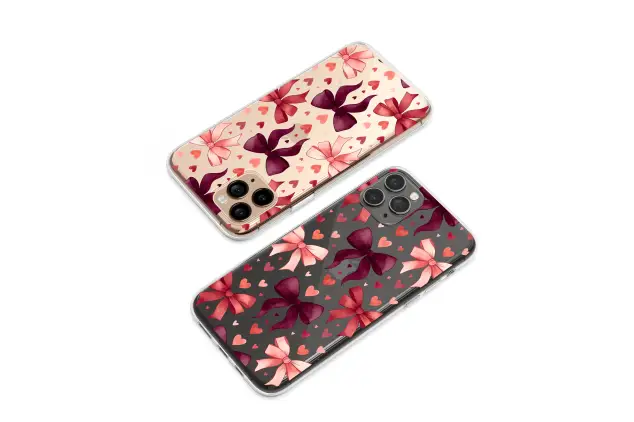 Oppo Reno4 Clear Clear Glitch Art Coquette Bow and Pixelated Heart Pattern S S Phone Case