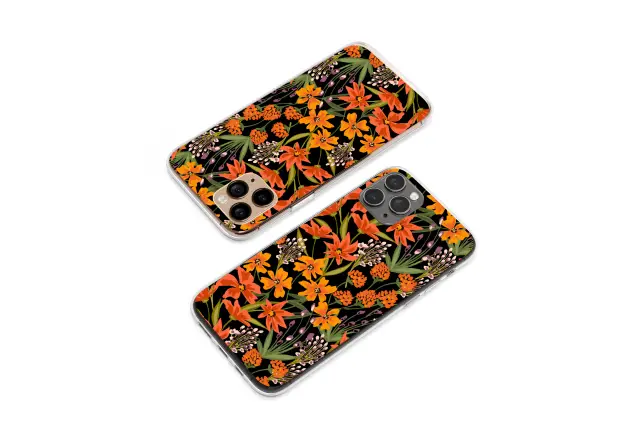 Oppo Reno4 Clear Clear Glitch Art Orange Floral Meadow Pattern Mini S S Phone Case